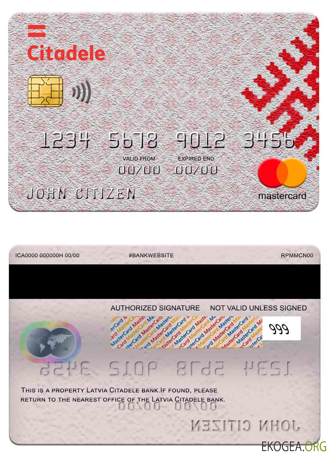 Carte Mastercard de la banque Lettonie Citadele